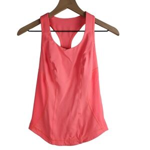 Lululemon Cardio Kick Tank Top 4 Pop Orange Neon Coral Built In Bra